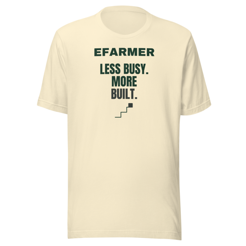 Efarmer — Less Busy. More Built. Tee — Black, view 2