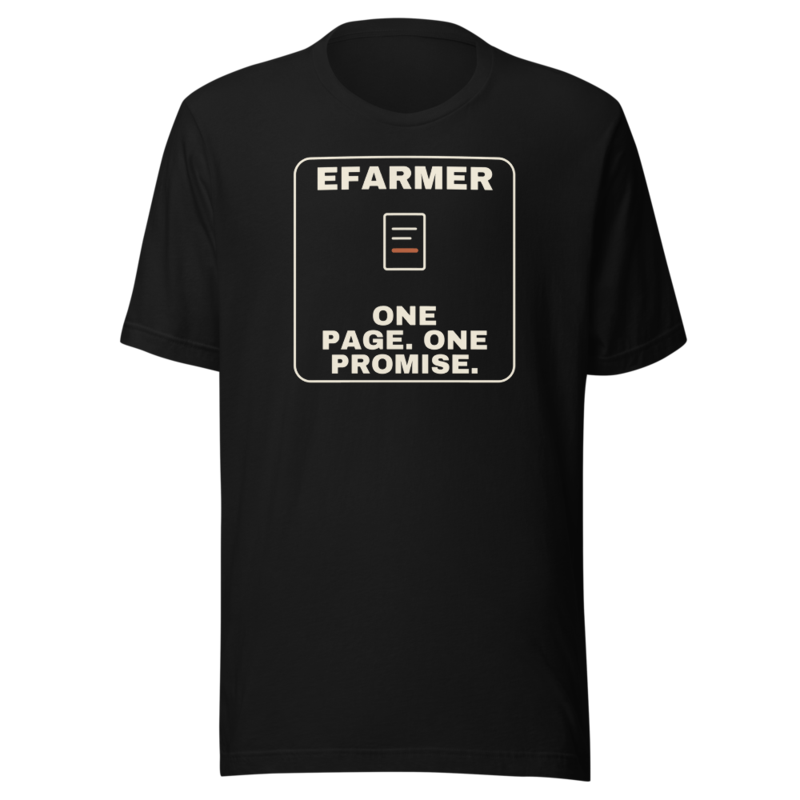 Efarmer — One Page. One Promise. Tee